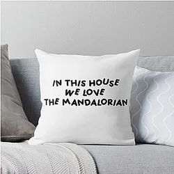 In this house we love the Mandalorian throw pillow.