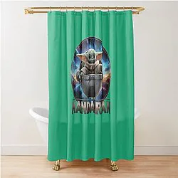 Star Wars The Mandalorian Grogu in Pod T-Shirt - Cinematic Baby Yoda Fan Apparel - Disney+ Series Gift for Men Women Kids Shower Curtain