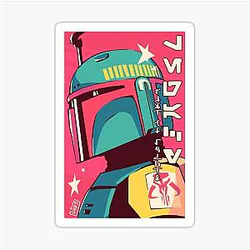The Mandalorian Aesthetic Fan Art Blue Pink Yellow Sticker