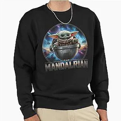 Star Wars The Mandalorian Grogu in T-Shirt Cinematic Baby Yoda Fan Apparel Disney Plus Series Gift for Men Kids Pullover Sweatshirt