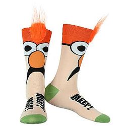 The Muppets Beaker Fuzzy Hair Adult Crew Socks