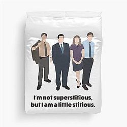 The Office US I'm not superstitious but I am a little stitious quote Classic Duvet Cover