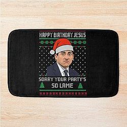 Funny The Office Christmas Party Michael Scott Christmas Complete Happy Birthday Jesus Sorry Bath Mat