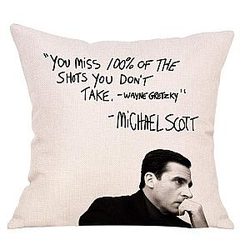Farmhouse Decorative Throw Pillow Cover Wayne Gretzky Funny Michael Scott Cushion Case Decor Sign Seasonal Home Square Pillowcase Sofa Couch Decoration 18x18 for The Office TV Show Lover