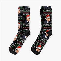 Funny The Office Christmas Happy Jesus Sorry Your Party Michael Scott Christmas Socks