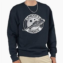 Spacer's Choice Distressed White Alternate Logo Outer Worlds Logo Pullover Sweatshirt