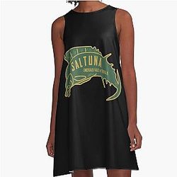 Retro Saltuna Logo The Outer Worlds A Line Dress