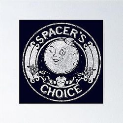 Spacer's Choice Distressed White Logo The Outer Worlds Poster