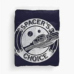 Spacer's Choice Distressed White Logo Outer Worlds Duvet Cover
