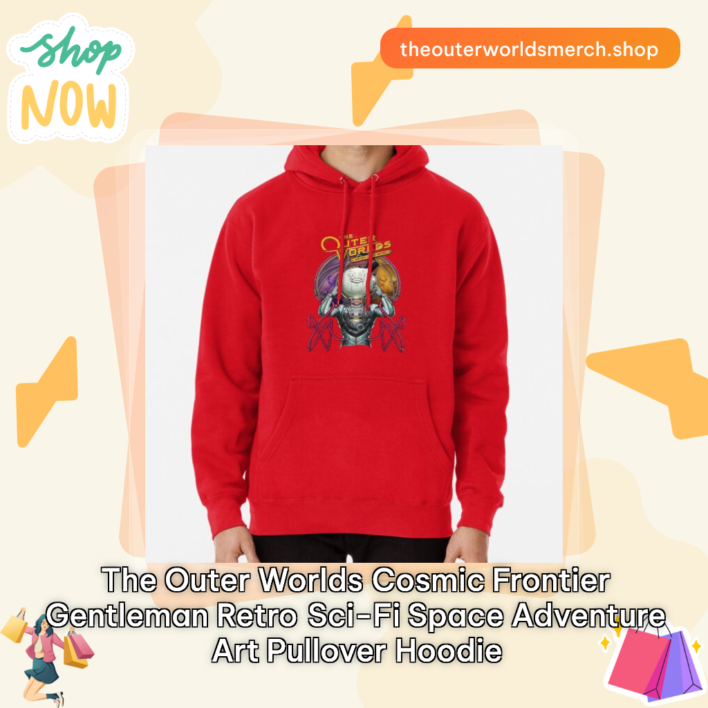 The Outer Worlds Cosmic Frontier Gentleman Retro Sci-Fi Space Adventure Art Pullover Hoodie