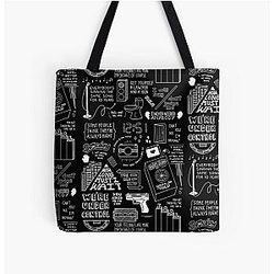 The Strokes Black and White All Over Print Tote Bag