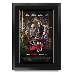 HWC Trading The Thursday Murder Club Gift Printed Poster Signed Autograph Picture for Movie Memorabilia Fan 16 x 12 Framed