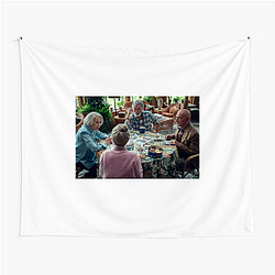 The Thursday Murder Club also features Pierce Brosnan as Ron Ritchie The Thursday Murder Club Tapestries