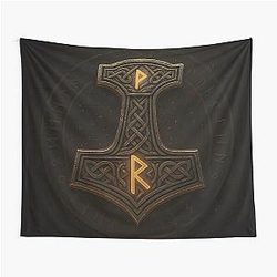 Mjölnir - Epic Thor's Hammer Viking Symbol Tapestry
