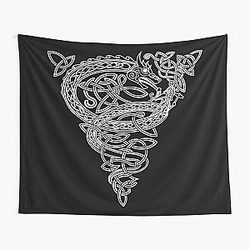 Thor vs Jormungand Ragnarok White Tapestry