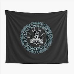 Mjölnir Hammer of Thor Tapestry