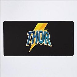 Thor Lightning Desk Mat in Norse Mythology Comic Style Typography
