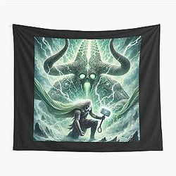 Thor vs. Elli - Norse Mythology Art Tapestry
