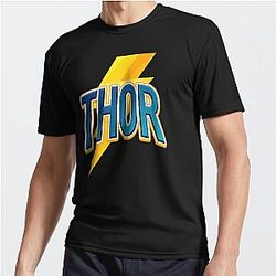 Thor Lightning Bolt Design Norse Mythology Comic Style Typography T-Shirt