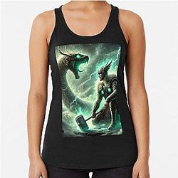 Thor vs. Jormungandr Norse Mythology Battle Viking Art Racerback Tank Top