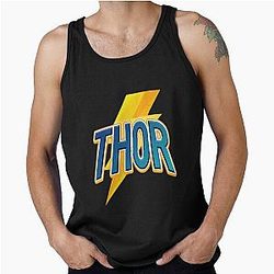 Thor Lightning Bolt Design Norse Mythology Comic Style Typography Tank Top