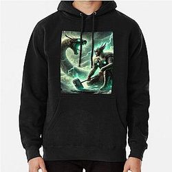 Thor vs. Jormungandr Norse Mythology Battle Viking Art Hoodie