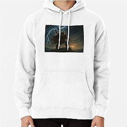 Thor with Mjolnir Summoning Lightning Epic Viking God Wall Art Hoodie