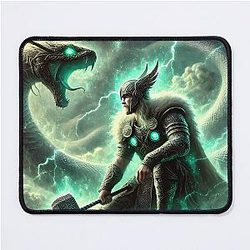 Thor vs. Jormungandr Norse Mythology Battle Viking Art Mouse Pad