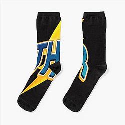 Thor Lightning Bolt Design Norse Mythology Comic Typography Socks