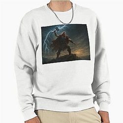 Thor with Mjolnir Summoning Lightning Epic Viking God Wall Art Sweatshirt