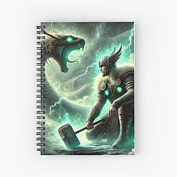 Thor vs. Jormungandr  Norse Mythology Battle Viking Art Spiral Notebook