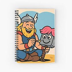 Thor Decorating Mjolnir Funny Norse Cartoon Spiral Notebook