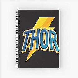 Thor Lightning Bolt Design Norse Mythology Comic Style Typography Spiral Notebook