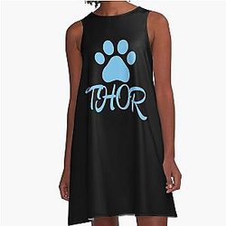 Blue Cat A-Line Dress