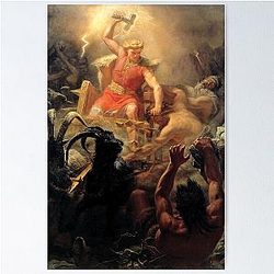Thor Fights with the Giants by Mårten Eskil Winge Poster