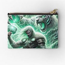 Thor and the Magic Cat Norse Myth Art Zipper Pouch