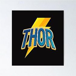 Thor Lightning Bolt Design Norse Mythology Comic Style Typography Poster