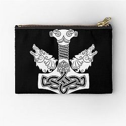 Mjolnir Viking Thor's Hammer Norse Wolf Knotwork Zipper Pouch