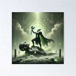 Thor vs Skrymir Norse Mythology Battle Viking Art Poster