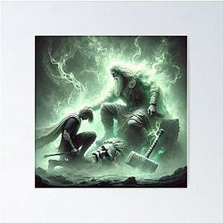 Magni and Thor Norse Mythology Viking Legend Art Poster