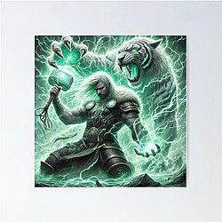 Thor and the Magic Cat -- Legend - Norse Myth Art Poster