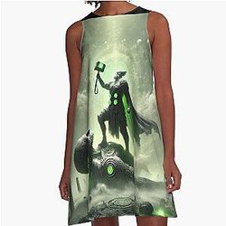 Thor vs Skrymir Norse Mythology Battle Viking Art A-Line Dress