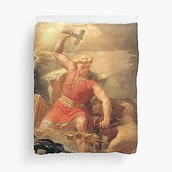 Thor fights with the giants by Mårten Eskil Winge Duvet cover