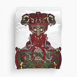 Thor Artwork, Norse Mythology, Pagan Home Decor, Mjolnir Duvet Cover