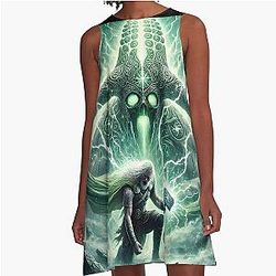 Thor vs. The Trial of Old Age Norse Mythology A-Line Dress