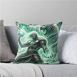 Thor and the Magic Cat Legend Norse Myth Art Throw Pillow