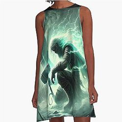 Thor and the Magic Horn — Utgarda-Loki Legend - Norse Myth Art A-Line Dress