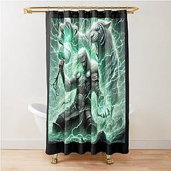 Thor and the Magic Cat Norse Myth Art Shower Curtain