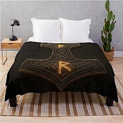 Mjölnir - Epic Thor's Hammer Viking Symbol Throw Blanket