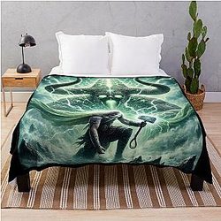 Thor vs. The Trial of Age - Norse Mythology Art Throw Blanket